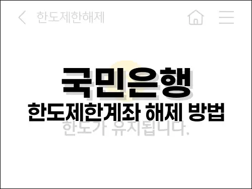 국민은행 한도제한계좌 해제 방법