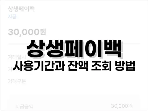 상생페이백 사용기간과 잔액 조회 방법