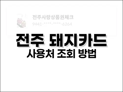 전주 돼지카드 사용처 조회 방법