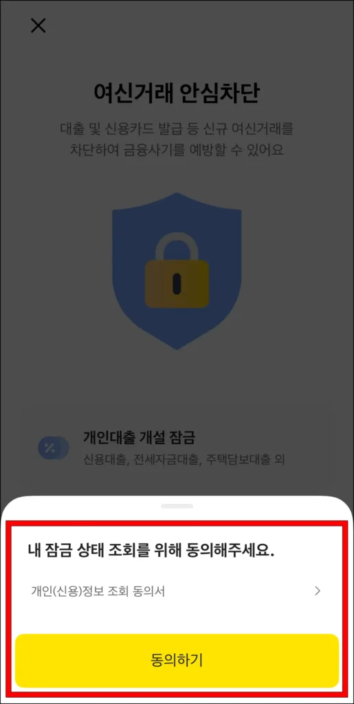 내 잠금 상태 조회를 위한 사항에 동의